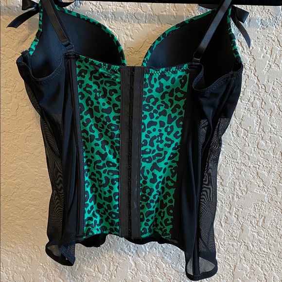 EUC Morbid Threads Green Leopard Print Bustier Top Size 36C - Picture 5 of 12